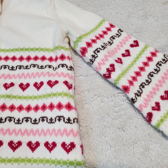 Janie and Jack White Pink Heart Cottagecore Knit Sweater Dress Girl 6 - 12 month - Picture 2 of 7